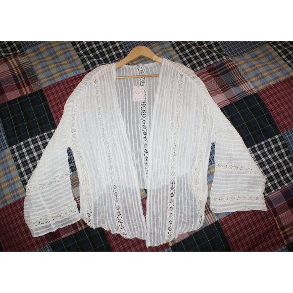 NWT Free People Willow Lace Kimono Size M/L Long Sleeves Ivory Semi Sheer AS IS - Picture 3 of 12